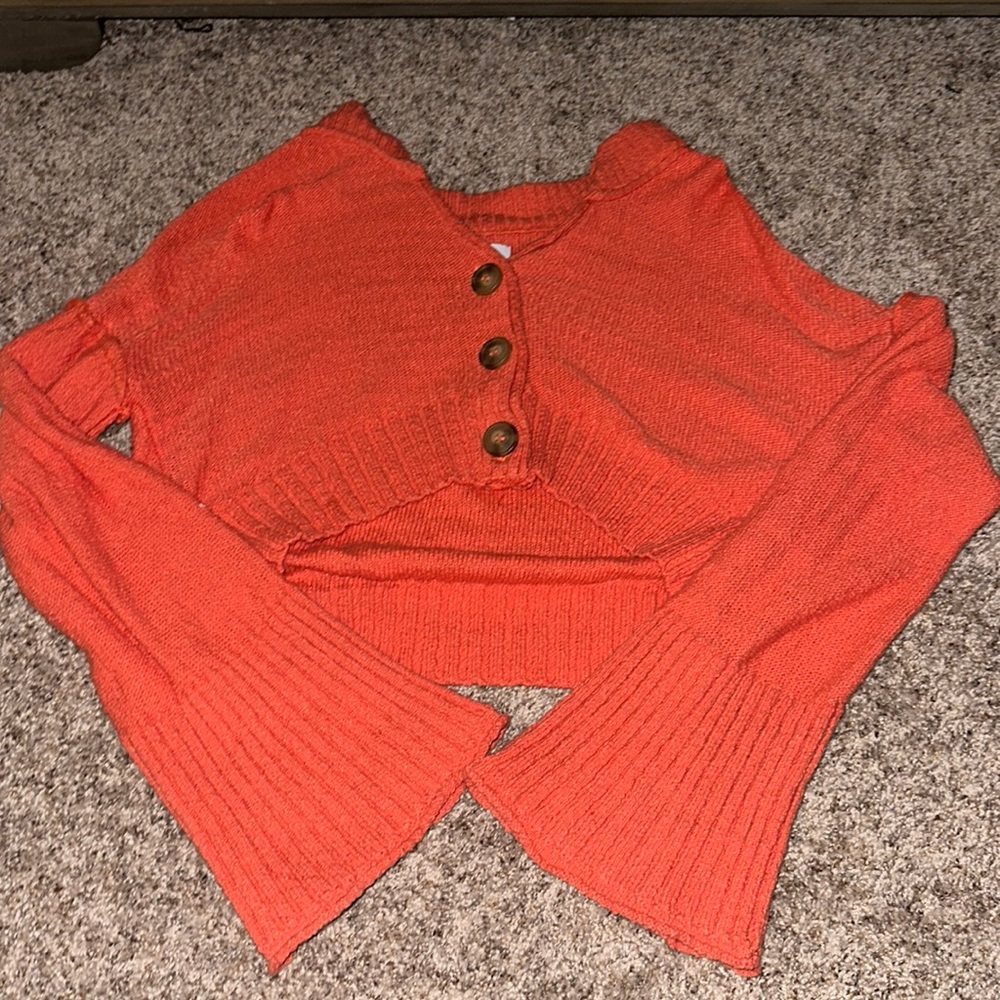 Urban Outfitters BDG Button Up Sweater, Flared Sleeves, Cropped